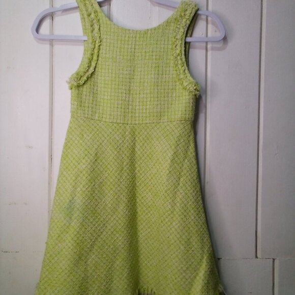 Zara Dress Girls 8 Sleeveless Tweed Raw Rem Green - Picture 3 of 16